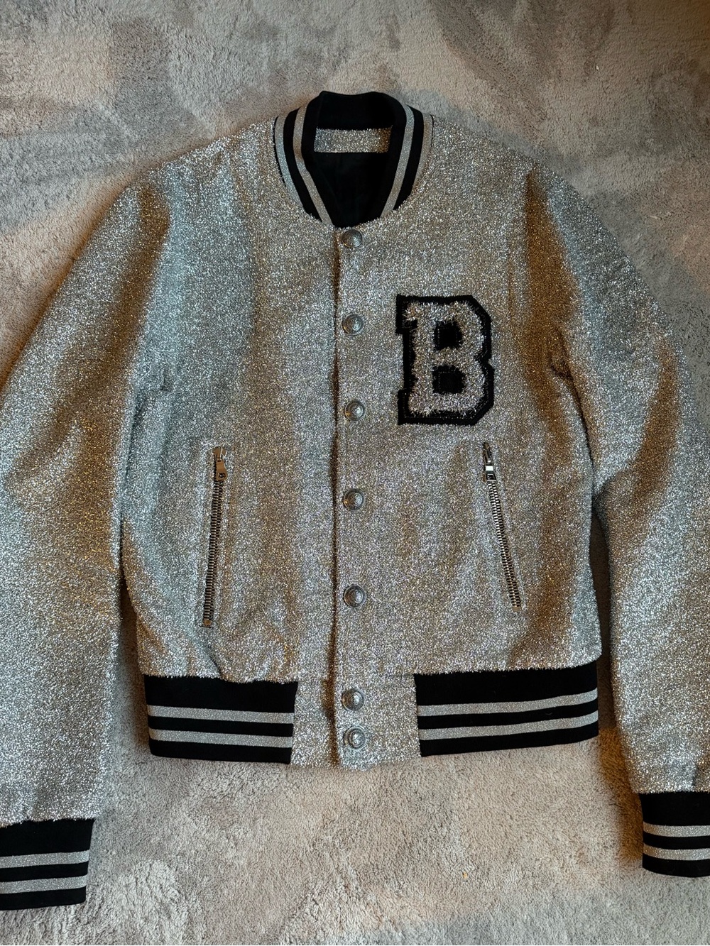 Balmain Black Logo Patch Jacket